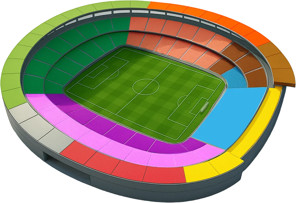 3D dos setores do estádio Arena Fonte Nova
